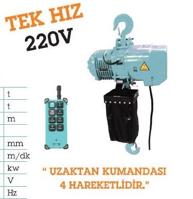 Powerlift 220 VOLT ZİNCİRLİ VİNÇ + YÜRÜTME RABASI ŞARYO