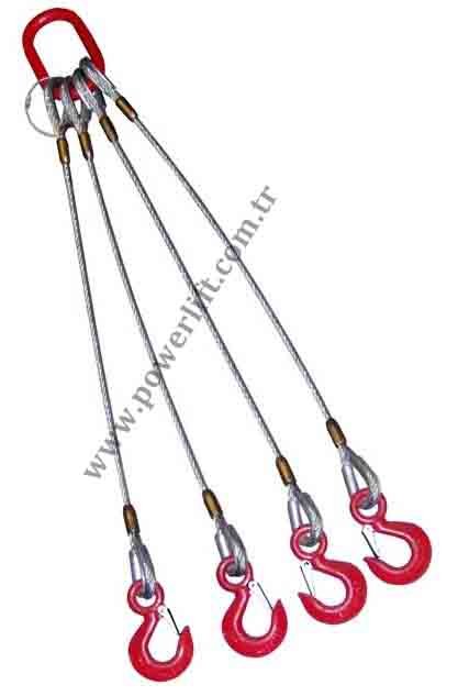 Powerlift DÖRT BACAKLI ÇELİK HALAT SAPAN 6MM